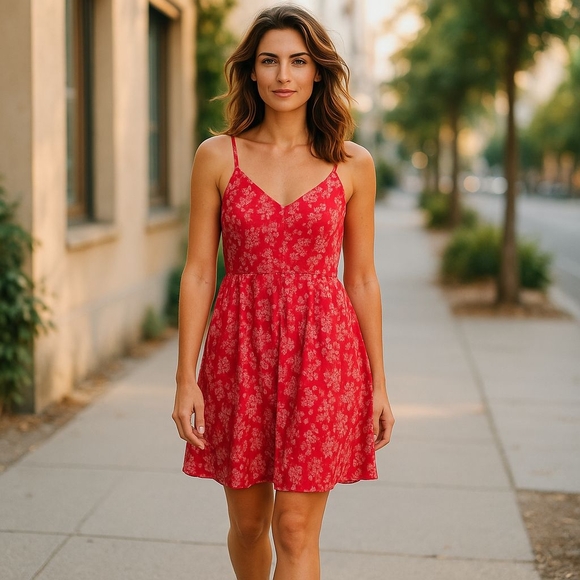 GAP Dresses & Skirts - GAP Red Dress with White Floral Design